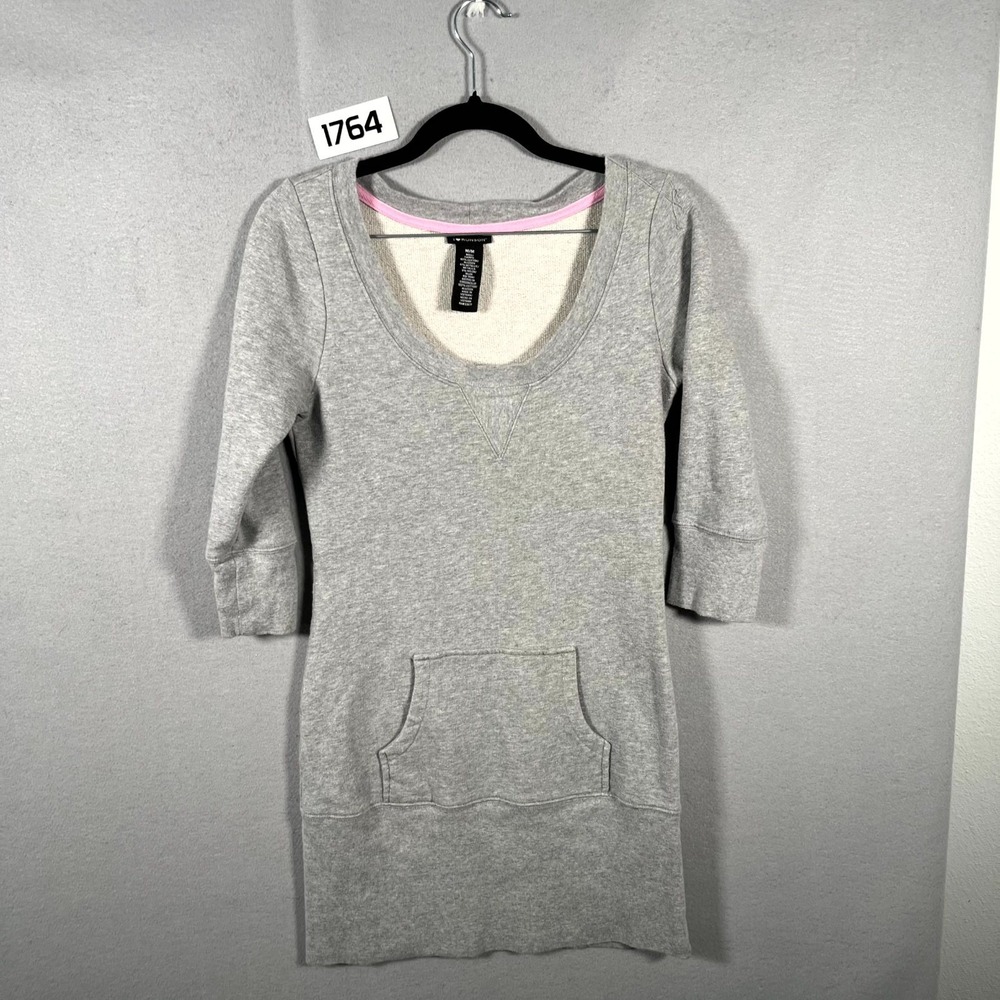 I Heart Ronson Mini Dress Womens Medium Gray Sparkle Knit 3/4‎ Sleeve Scoop Neck